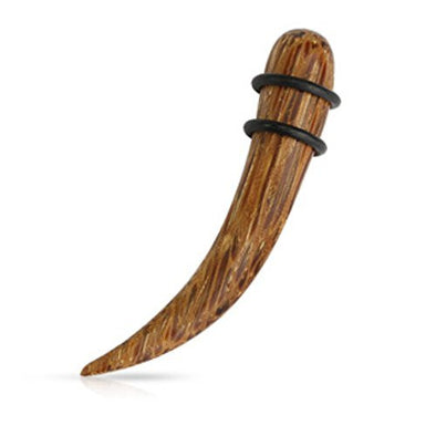 Curved Organic Natural Coco Wood WildKlass Taper with O-Rings-WildKlass Jewelry