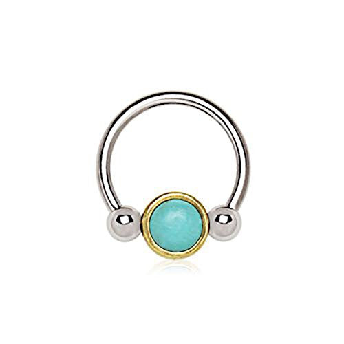 316L Stainless Steel Turquoise Snap-In WildKlass Captive Bead Ring / Septum Ring-WildKlass Jewelry