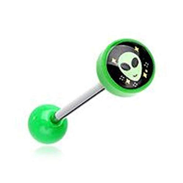 Out This World Alien Logo Acrylic WildKlass Barbell Tongue Ring-WildKlass Jewelry