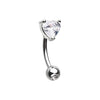 Heart Shape Gem Prong WildKlass Curved Barbell Eyebrow Ring-WildKlass Jewelry