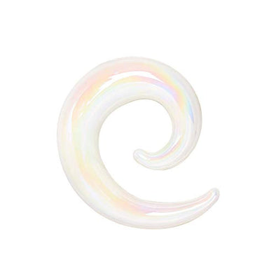 White Iridescent Glass WildKlass Spiral Taper-WildKlass Jewelry