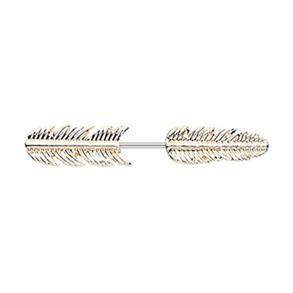 Golden Feather WildKlass Fake Taper Earring-WildKlass Jewelry