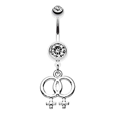 Double Female Symbol Gay Pride WildKlass Belly Button Ring-WildKlass Jewelry