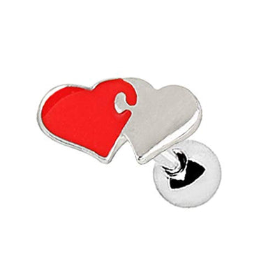 316L Stainless Steel Interlocked Hearts WildKlass Cartilage Earring-WildKlass Jewelry