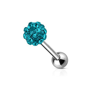 Crystal Paved Ferido Ball 316L surgical Steel WildKlass Barbell/Tongue rings-WildKlass Jewelry