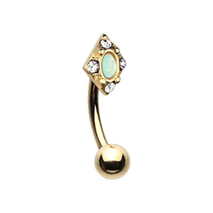 Golden Diamond Ornate WildKlass Curved Barbell Eyebrow Ring-WildKlass Jewelry