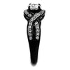 WildKlass Stainless Steel Ring Two-Tone IP Black Women AAA Grade CZ Clear-WildKlass Jewelry