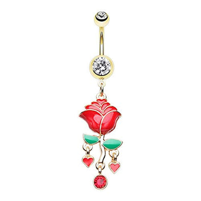 Golden Enchanted Rose WildKlass Belly Button Ring-WildKlass Jewelry