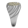 WildKlass Stainless Steel Ring High Polished Men Leather Animal Pattern-WildKlass Jewelry