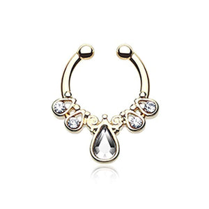 Golden Radiant Kao WildKlass Fake Septum Clip-On Ring-WildKlass Jewelry