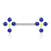 WildKlass CZ Cross Ends 316L Surgical Steel Nipple Barbell Rings-WildKlass Jewelry