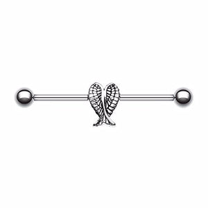 Fallen Angel Wings 316L Surgical Steel WildKlass Industrial Barbell-WildKlass Jewelry