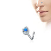 WildKlass Tear Drop Prong Set Opal Center 316L Surgical Steel L Bend Nose Stud Rings-WildKlass Jewelry