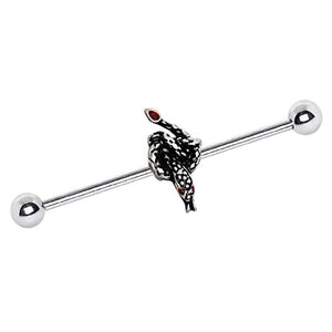 316L Stainless Steel Rattlesnake WildKlass Industrial Barbell-WildKlass Jewelry