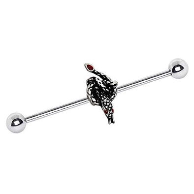 316L Stainless Steel Rattlesnake WildKlass Industrial Barbell-WildKlass Jewelry