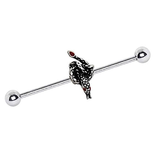 316L Stainless Steel Rattlesnake WildKlass Industrial Barbell-WildKlass Jewelry
