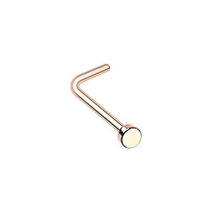Rose Gold Plate Basic Steel WildKlass L-Shape Nose Ring-WildKlass Jewelry