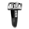 WildKlass Stainless Steel Ring IP Light Black (IP Gun) Women AAA Grade CZ Clear-WildKlass Jewelry