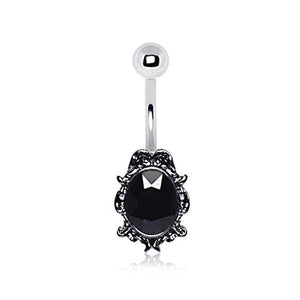 316L Stainless Steel Ornate Victorian Jeweled WildKlass Navel Ring-WildKlass Jewelry