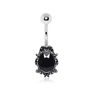 316L Stainless Steel Ornate Victorian Jeweled WildKlass Navel Ring-WildKlass Jewelry