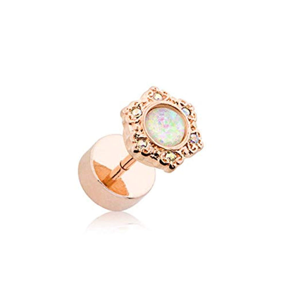 Rose Gold Opal Ornate Multi-Gem WildKlass Faux Plug-WildKlass Jewelry