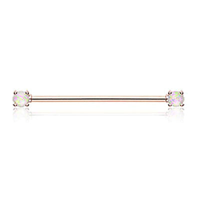 Rose Gold Opal Sparkle Prong WildKlass Industrial Barbell-WildKlass Jewelry