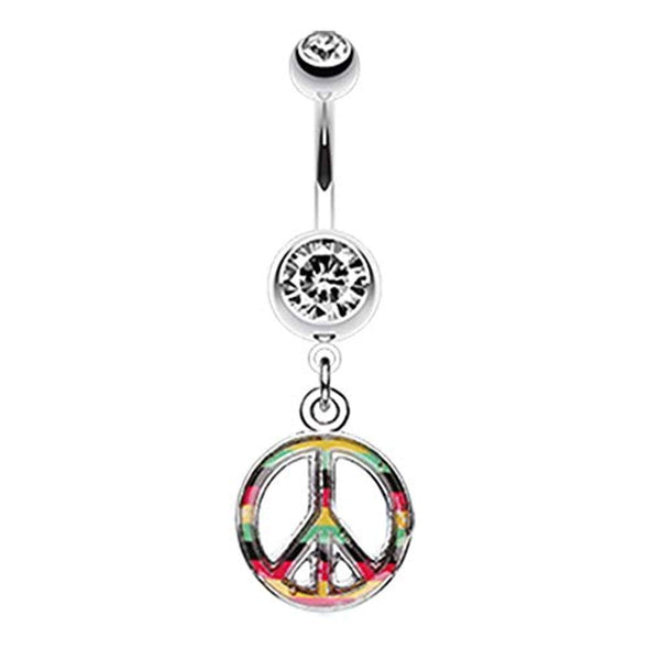 Rasta Stripe Peace WildKlass Belly Button Ring-WildKlass Jewelry