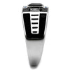 WildKlass Stainless Steel Ring High Polished Men AAA Grade CZ Black Diamond-WildKlass Jewelry