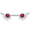 WildKlass Round and Marquise CZ Prong Set Angel Wings Ends 316L Surgical Steel Nipple Barbell Rings-WildKlass Jewelry
