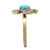 WildKlass Stainless Steel Ring IP Rose Gold Women Synthetic Sea Blue-WildKlass Jewelry