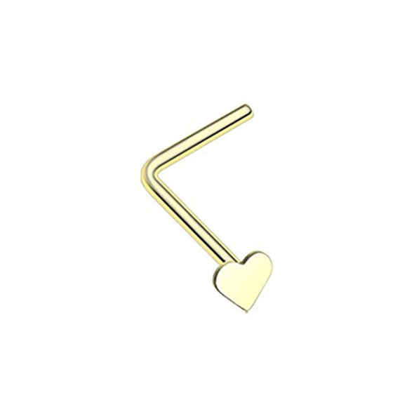 Golden Heart L-Shaped WildKlass Nose Ring-WildKlass Jewelry