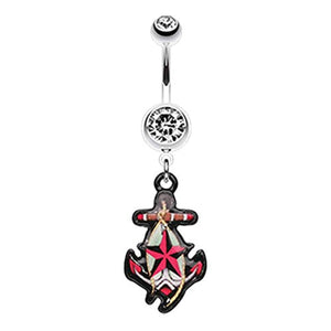 Nautical Star Anchor WildKlass Belly Button Ring-WildKlass Jewelry