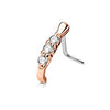 WildKlass 3 CZ Lined L Bend 316L Surgical Steel Nose Crawler Studs-WildKlass Jewelry
