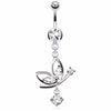 Butterfly WildKlass Navel Ring Round CZ Dangle 316L Surgical Steel (Sold by Piece)-WildKlass Jewelry