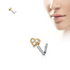 WildKlass 3 CZ Paved Heart 316L Surgical Steel L Bend Nose Stud Rings-WildKlass Jewelry