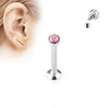 WildKlass Opal Set Flat Disc Top Internally Threaded 316L Surgical Steel Labret Stud for Lip, Chin, Ear Cartilage Piercings-WildKlass Jewelry