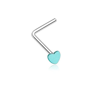 Vibrant Enamel Heart WildKlass L-Shaped Nose Ring-WildKlass Jewelry