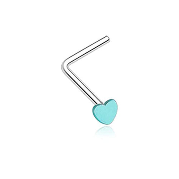 Vibrant Enamel Heart WildKlass L-Shaped Nose Ring-WildKlass Jewelry