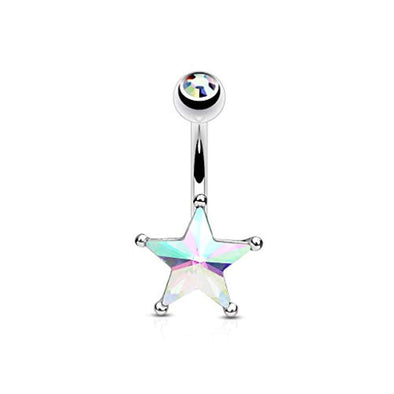 Crystal Star Set Belly Button WildKlass Navel Rings 316L Surgical Steel-WildKlass Jewelry