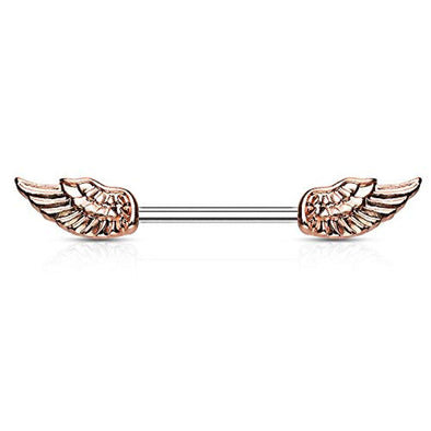 WildKlass Angel Wings 316L Surgical Steel Nipple Barbell Rings-WildKlass Jewelry