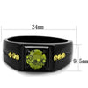 WildKlass Stainless Steel Ring IP Black Men AAA Grade CZ Olivine Color-WildKlass Jewelry