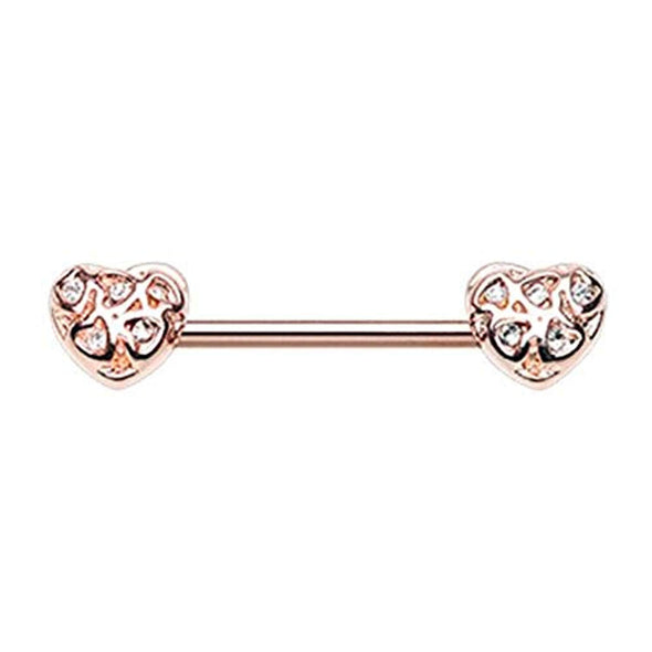 Rose Gold Infinite Heart Gemmed WildKlass Nipple Barbell Ring-WildKlass Jewelry