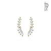 Pair of Round and Baguette Cut CZs Lined WildKlass Ear Crawler/Ear Climber-WildKlass Jewelry