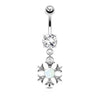 Opalite Stone Set Tribal Sun Dangle CZ Prong Set 316L Surgical Steel WildKlass Belly Button Navel Rings-WildKlass Jewelry