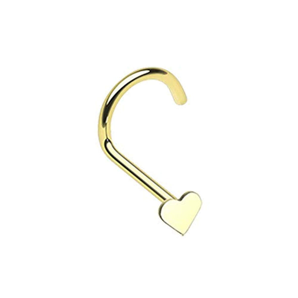 Golden Heart WildKlass Nose Screw Ring-WildKlass Jewelry