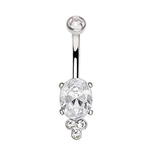 316L Stainless Steel Clear CZ Victorian Design WildKlass Navel Ring-WildKlass Jewelry