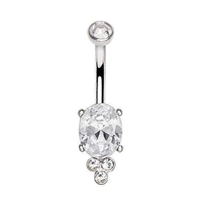 316L Stainless Steel Clear CZ Victorian Design WildKlass Navel Ring-WildKlass Jewelry