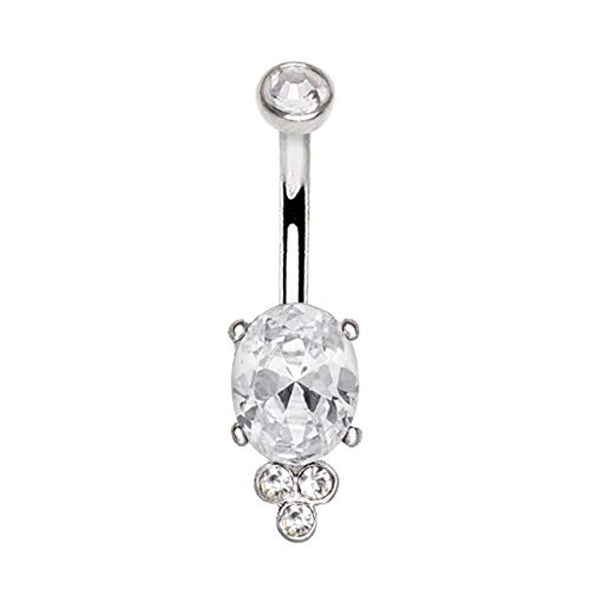 316L Stainless Steel Clear CZ Victorian Design WildKlass Navel Ring-WildKlass Jewelry