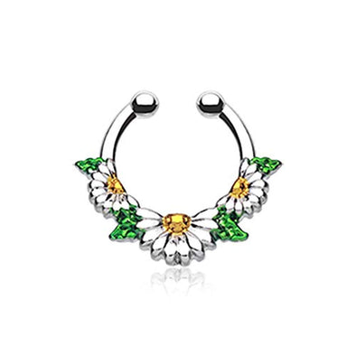 Daisy Garden Icon WildKlass Fake Septum Clip-On Ring-WildKlass Jewelry