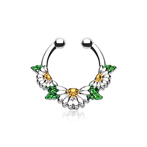 Daisy Garden Icon WildKlass Fake Septum Clip-On Ring-WildKlass Jewelry